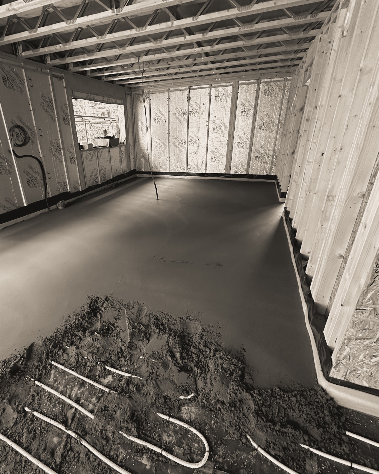 Freshly installed liquid screed